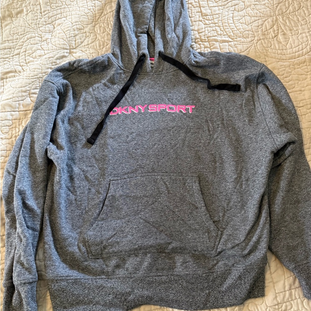 DKNY Gray Hoodie with Pink Logo